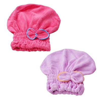 BIUDECO 2pcs Fast Drying Hair Towel Wraps Ultra Absorbent Microfiber Caps for Women Quick-Drying Hair Wraps Purple Watermelon Red for Bath Gym Travel and Sports
