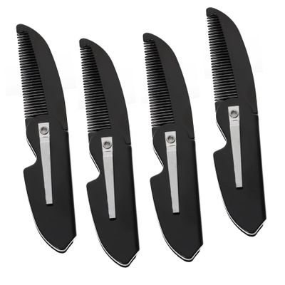 Beatifufu 4pcs Folding Beard Combs Hair Styling Tools Mustache Brush Pocket Combs for Men