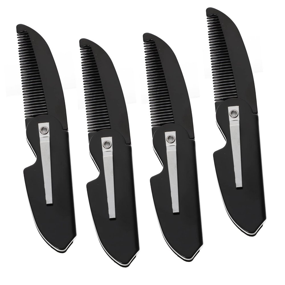 Beatifufu 4pcs Folding Beard Combs Hair Styling Tools Mustache Brush Pocket Combs for Men