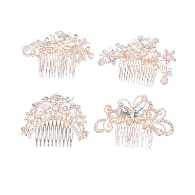 Beatifufu 4pcs Bridal Rhinestone Pearl Hair Combs Alloy Elegant Design for Wedding Prom Party