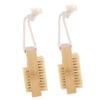 Beatifufu 2pcs Bamboo Fingernail Brush Double-sided Nail Brush for Cleaning Spa Hand Scrubber for Home Travel view 1