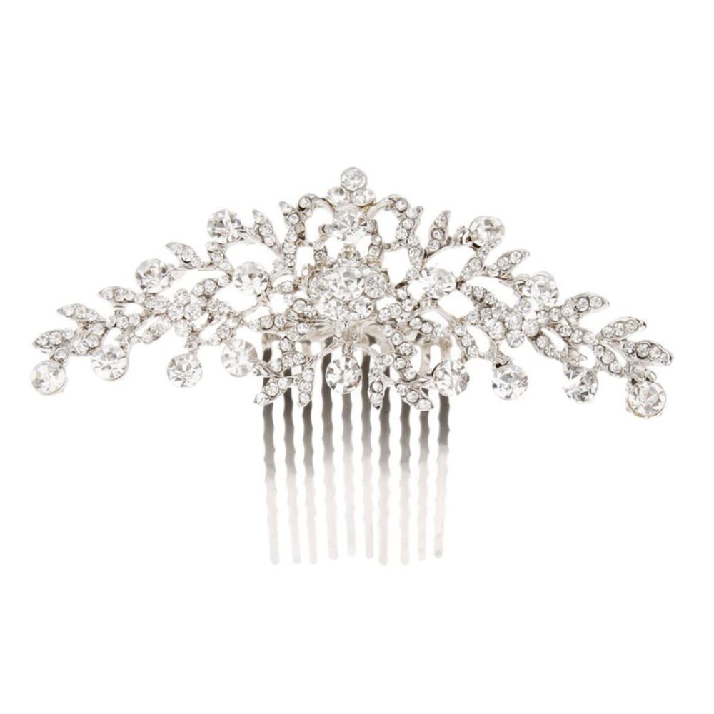 Beatifufu Stunning Bridal Wedding Flower Crystal Rhinestone Women Hair Comb Headpiece for Special Occasions