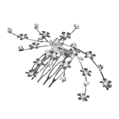 Beatifufu Bridal Flower Crystal Rhinestones Hair Comb Clip for Wedding Silver Women's Hair Accessory