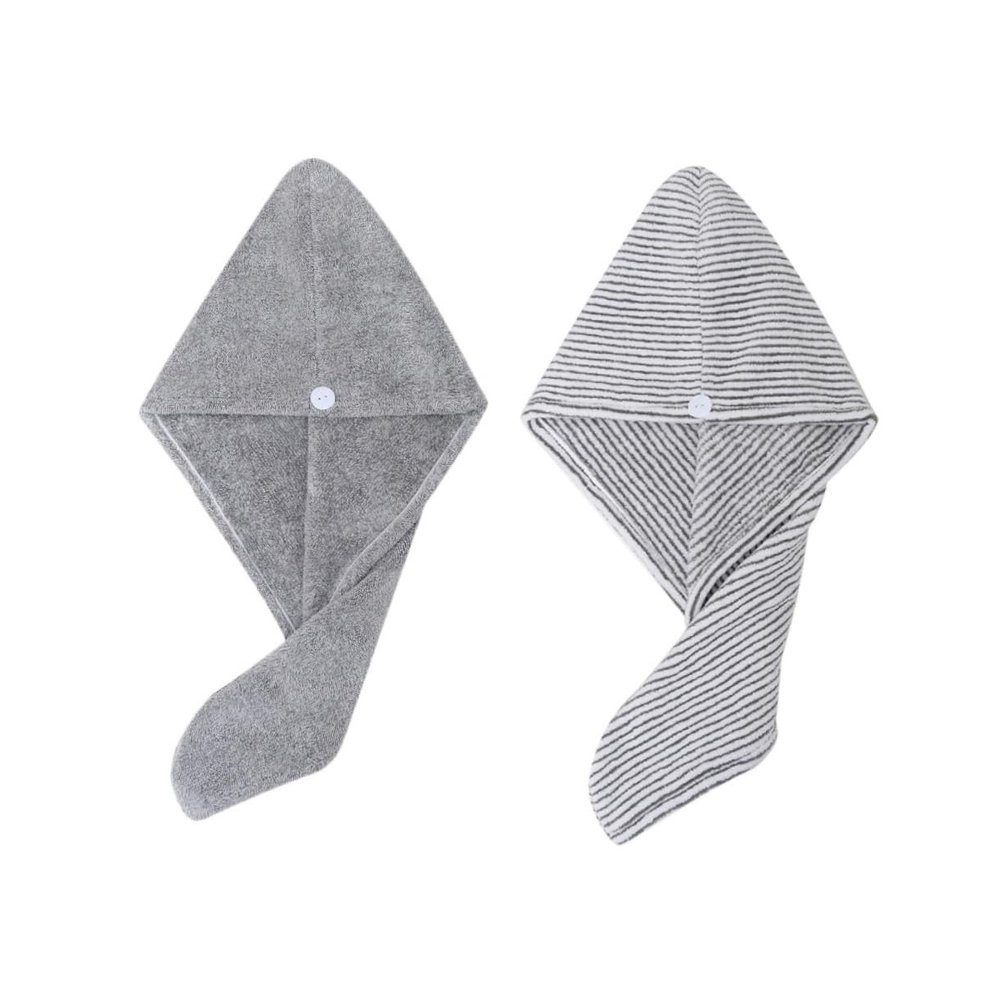 Beatifufu 2pcs Absorbent Hair Wraps for Quick Drying Soft Coral Fleece Hair Drying Hats Grey Durable and Fast Water Absorption
