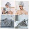 Beatifufu 2pcs Absorbent Hair Wraps for Quick Drying Soft Coral Fleece Hair Drying Hats Grey Durable and Fast Water Absorption view 2