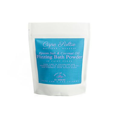 Cape Saltie  Massage Beauty Epsom Salt & Coconut Oil Fizzing Bath Powder in Fairy Floss (1 Bag, 15 oz, 3-5 Soak Experiences) | Soothe Muscles & Aches | Colorful, Aromatic Cotton Candy Scent