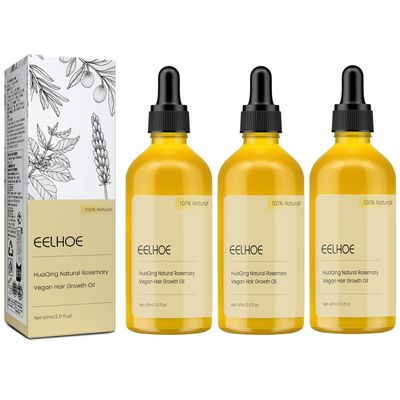 Ginaday 180 ML Eelhoe Veganic Natural Hair Growth Oil, Carvenchi Natural Hair Growth Oil, Hair Rosemary Oil for Dry Damaged Hair and Growth Thin Hair. (3 Pcs), 3 Pack