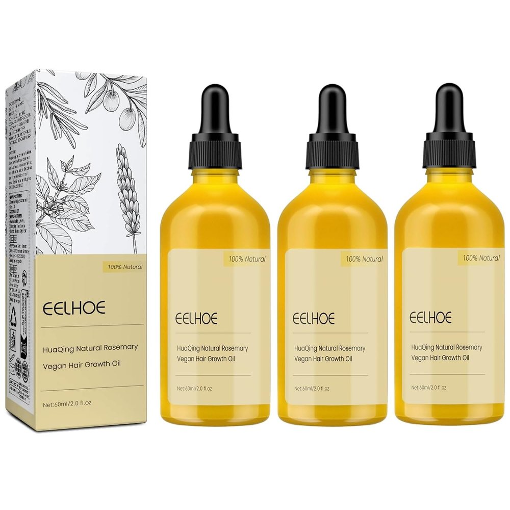 Ginaday 180 ML Eelhoe Veganic Natural Hair Growth Oil, Carvenchi Natural Hair Growth Oil, Hair Rosemary Oil for Dry Damaged Hair and Growth Thin Hair. (3 Pcs), 3 Pack
