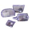4pcs Heart Cosmetic Bag for Women, Multi Portable Toiletry Bag Breathable Transparent Waterproof Storage Bag In Purple (Purple) view 1