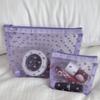 4pcs Heart Cosmetic Bag for Women, Multi Portable Toiletry Bag Breathable Transparent Waterproof Storage Bag In Purple (Purple) view 3