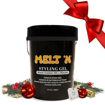 EBIN NEW YORK Melt'n Styling Gel Keratin and Black Castor Oil 32oz - Gives High Shine and Provides a Soothing and Calming Effect, Strong Hold Styling, Nourshing the Hair, No Frizz or Breakage