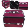 BIUDECO Aluminum Makeup Case Dual-opening Cosmetic Organizer for Travel Storage Spacious Professional Makeup Storage Box for Artists Burgundy with Black Trim view 4