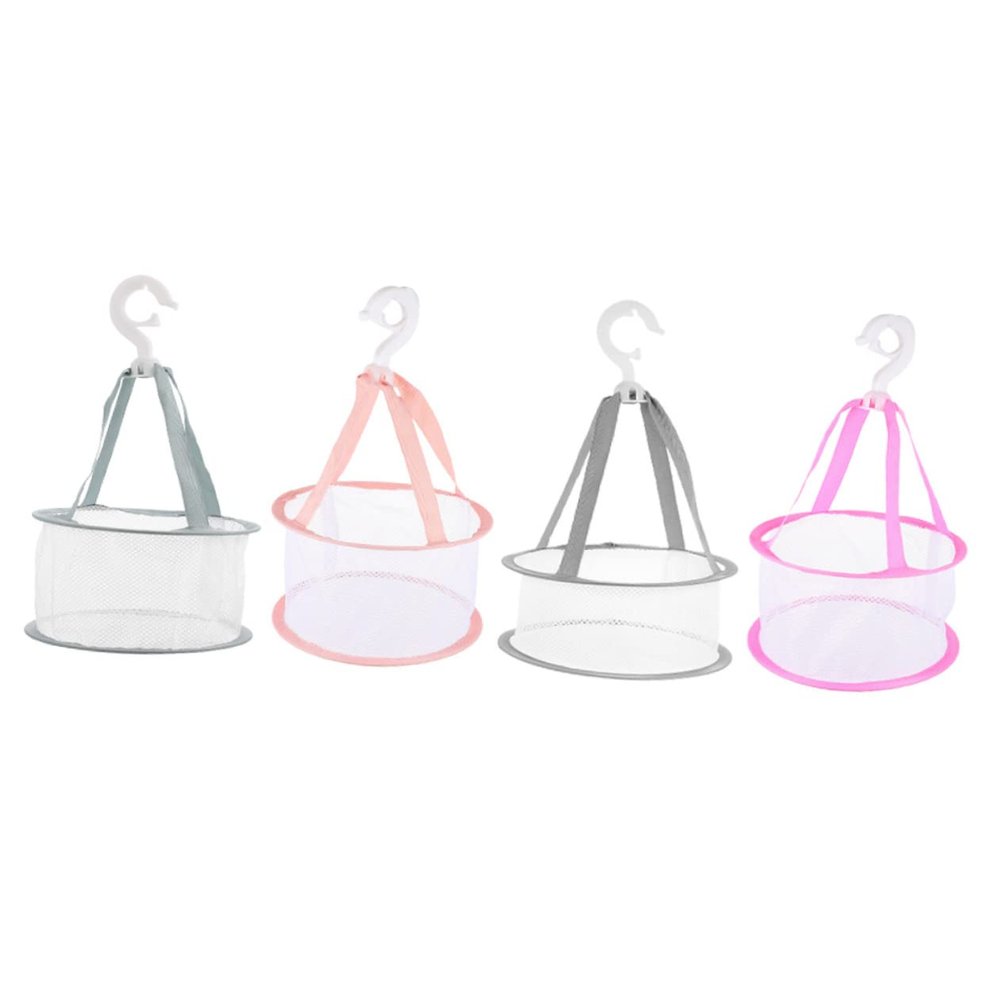 Hohopeti 4pcs Hanging Drying Net for Makeup Sponges and Brushes Cosmetic Tool Holder Durable Mesh Rack for Bathroom and Laundry for Organizing Items Grey Pink Matcha
