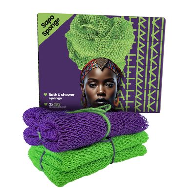 AFRIKI African Net Sponge  Exfoliating Body Scrubber, Black Owned & Rooted in Africa, All Skin Types | 45 in Long