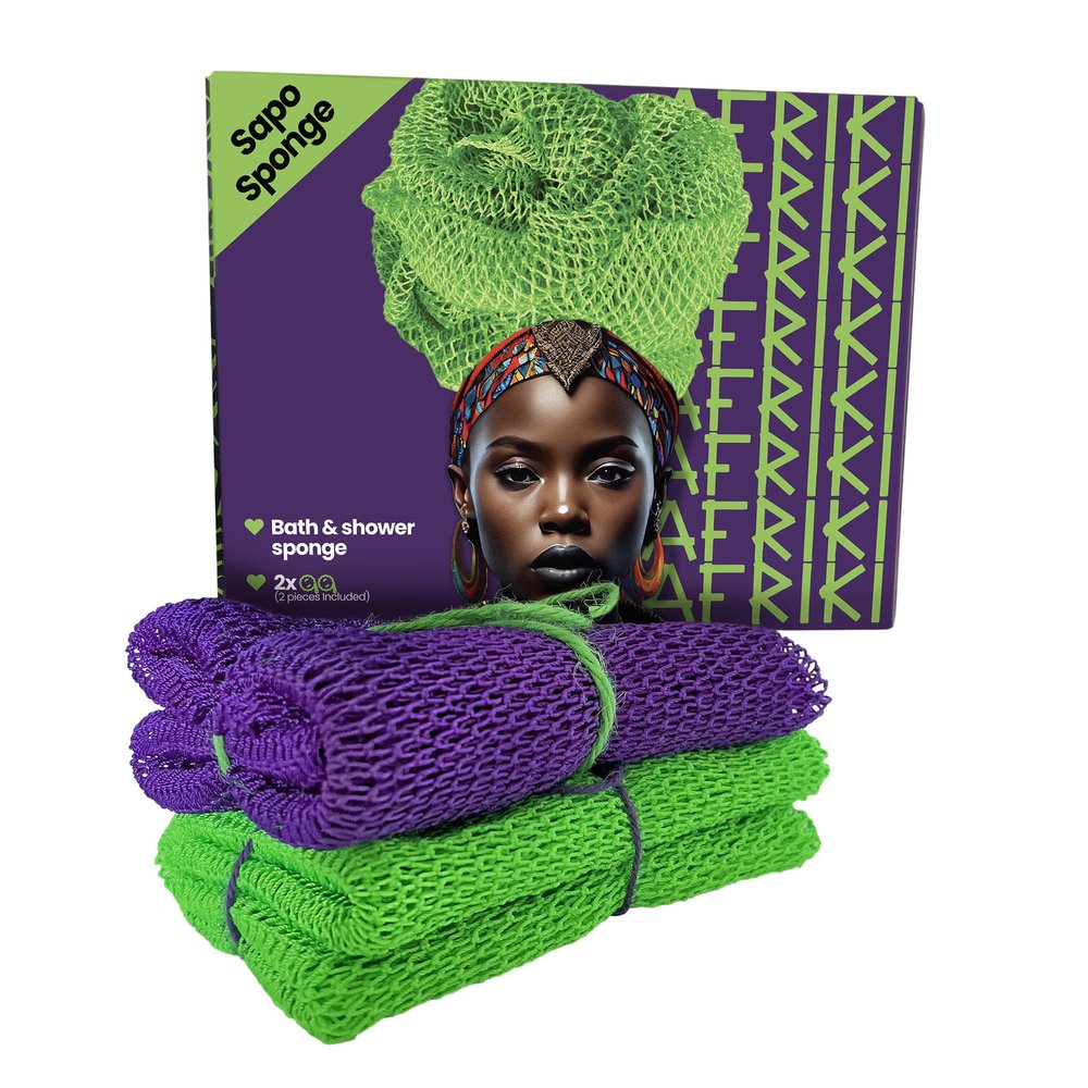AFRIKI African Net Sponge  Exfoliating Body Scrubber, Black Owned & Rooted in Africa, All Skin Types | 45 in Long