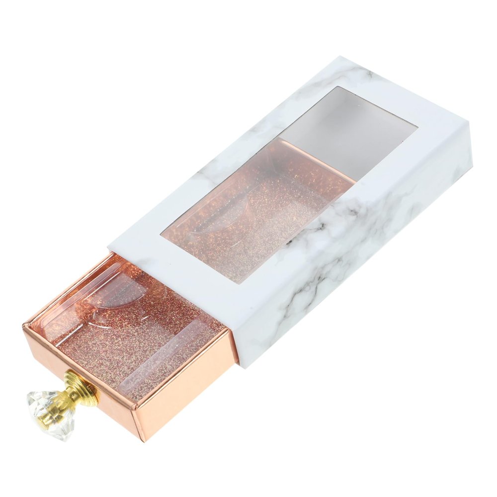 Ipetboom Fake Eyelash Drawer Box with Clear Window Portable Storage Container with Handle for Easy Travel Stylish Design for Organizing Fake Lashes and Extensions
