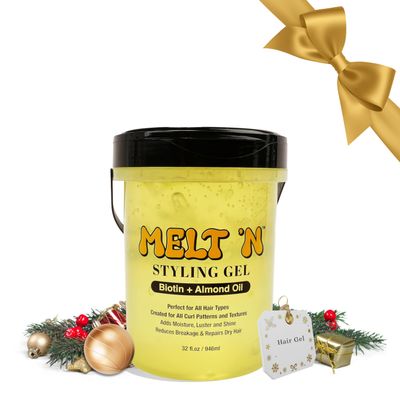 EBIN NEW YORK Melt'n Styling Gel Biotin and Almond Oil Infused 32oz - Strengthens Hair and Moisture Retenetion, Strong Hold Styling, Protects Hair from Damage, Gives High Shine, No Frizz or Breakage