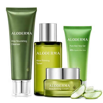 Aloderma Essential Aloe Firming & Rejuvenating Skin Care Set - 5 Pieces - Gel, Cleanser x2pcs, Toner, Cream