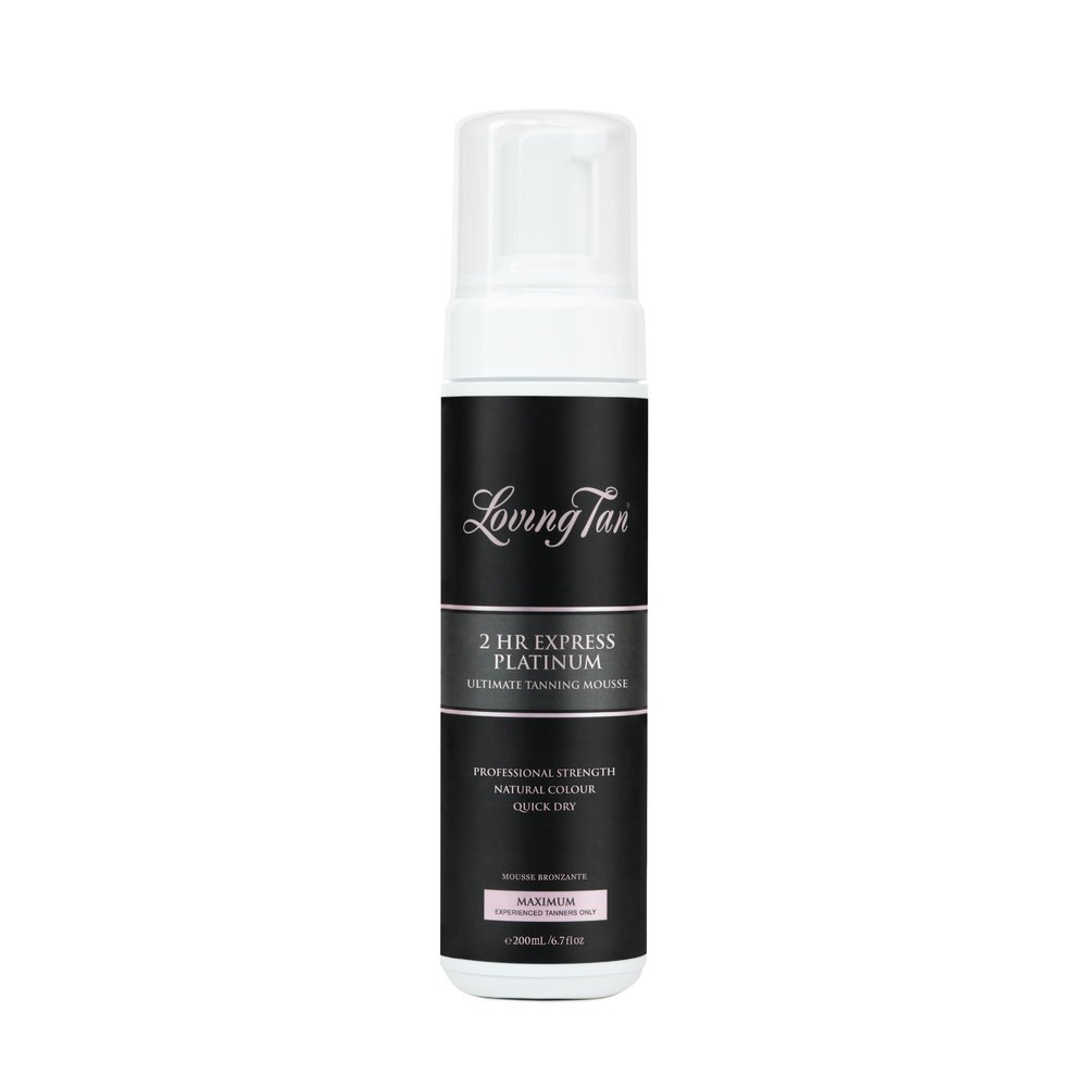 Loving Tan Platinum 2 HR Express Self Tanning Mousse, Darkest Shade Yet - Streak Free, Professional Quality Sunless Tanner- 10+ Applications per Bottle, Cruelty Free, Naturally Derived DHA, 6.7 Fl Oz