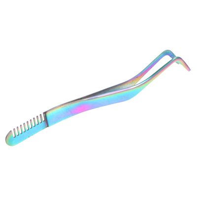 Beatifufu Stainless Steel Eyelash Tweezers Comb Lash Tweezer for Easy Extension Application