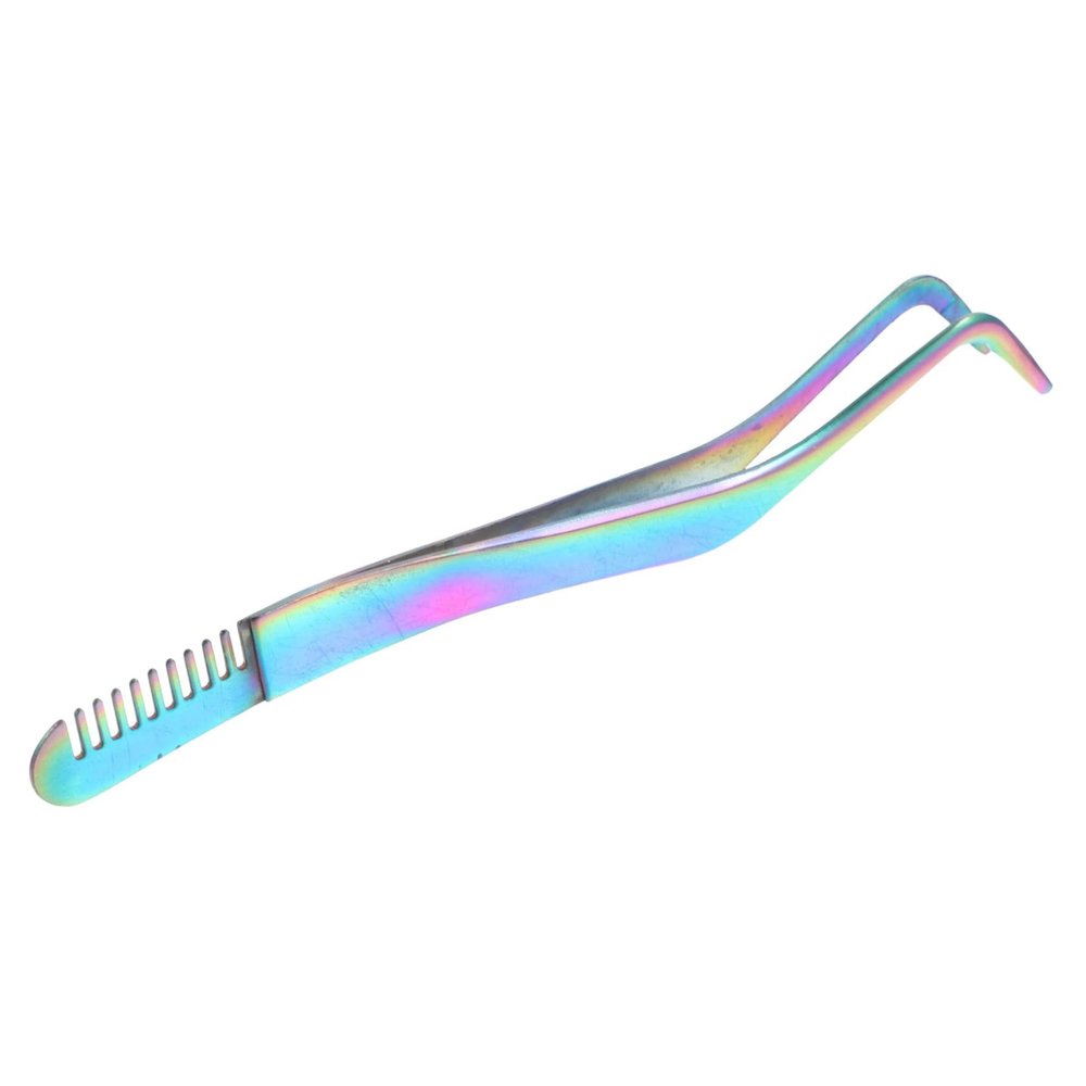Beatifufu Stainless Steel Eyelash Tweezers Comb Lash Tweezer for Easy Extension Application
