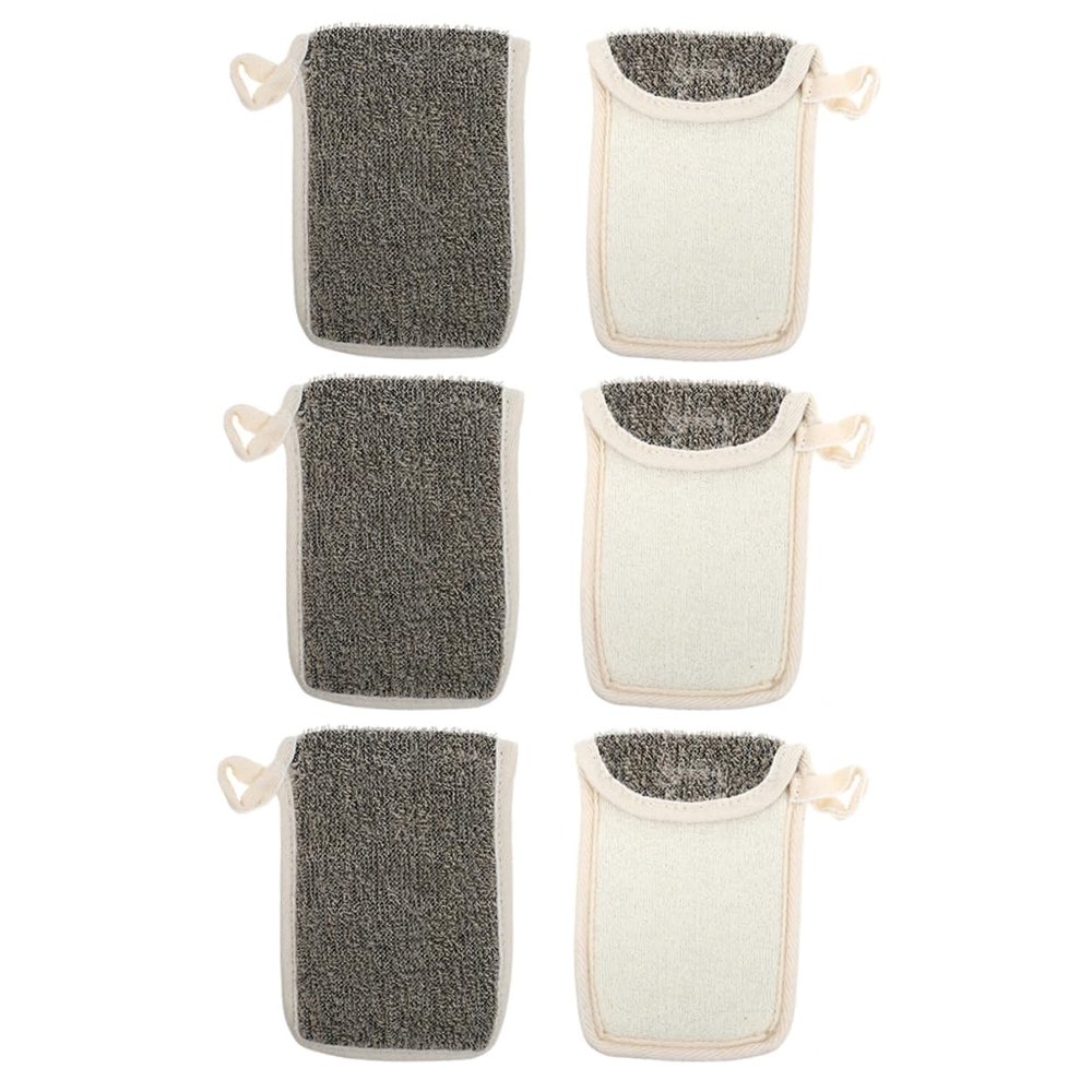 Ipetboom 6pcs Soap Foaming Pouches Black Linen Soap Bags for Shower and Bath Exfoliating Mesh Design