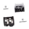 Beatifufu 4pcs Makeup Pen Sharpener Dual Eyebrow Eyeliner Pencil Sharpener for Women Black Convenient Tool Lid for Less Essential Makeup Supplies for All Cosmetic Pencils view 4