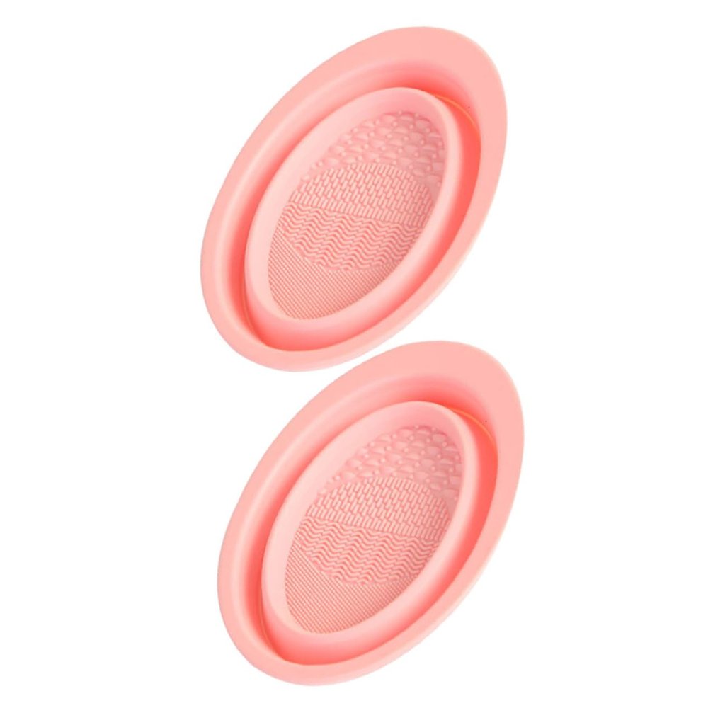 Ipetboom 2pcs Foldable Makeup Brush Cleaner Space-saving Scrubber Pad for Efficient Cosmetics Brush Cleaning Durable Easy to Use Rinsing Mat for Home Salon