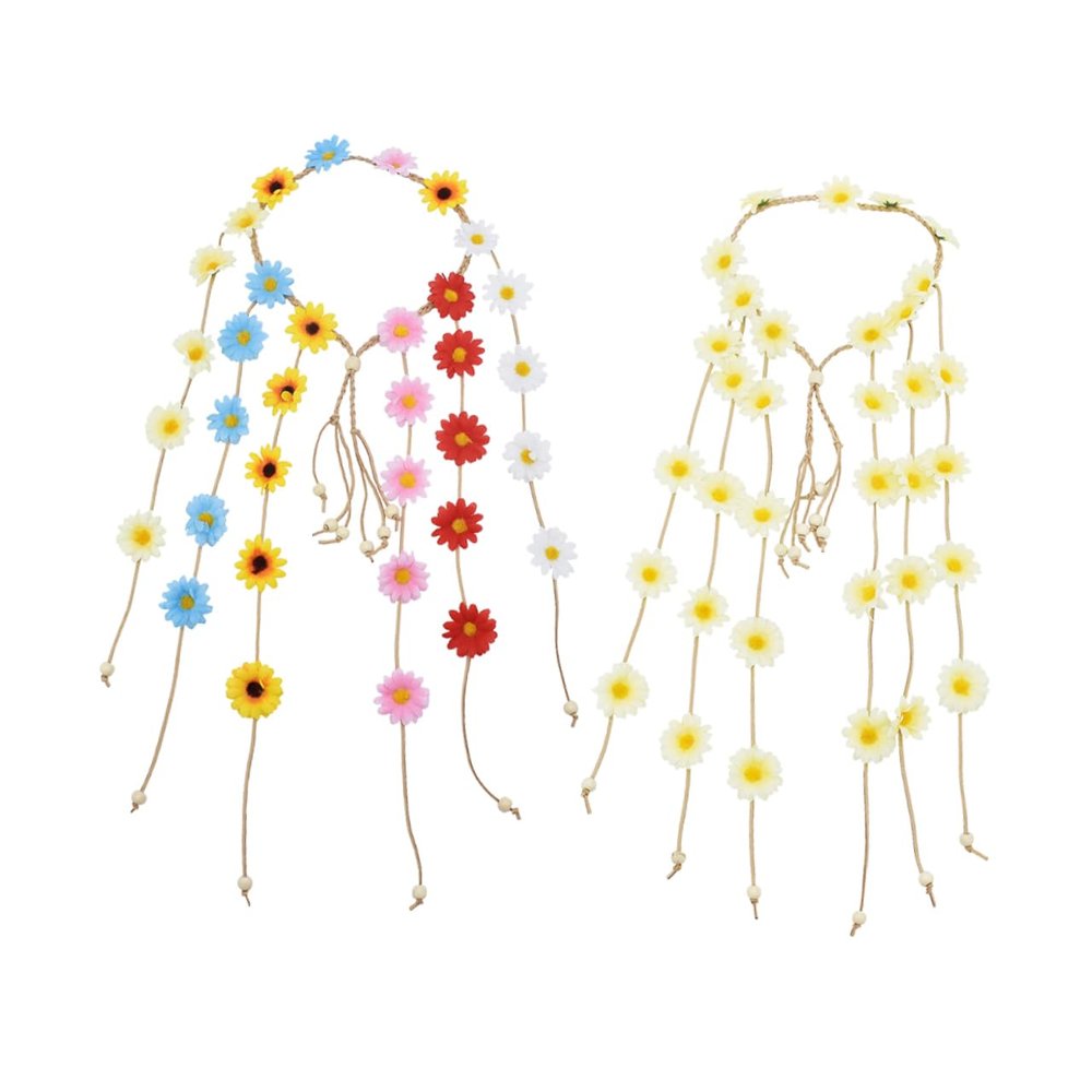 Ipetboom 2pcs Bohemian Headband Daisy Flower Headband for Women Fashion Floral Girls Holiday Hairband