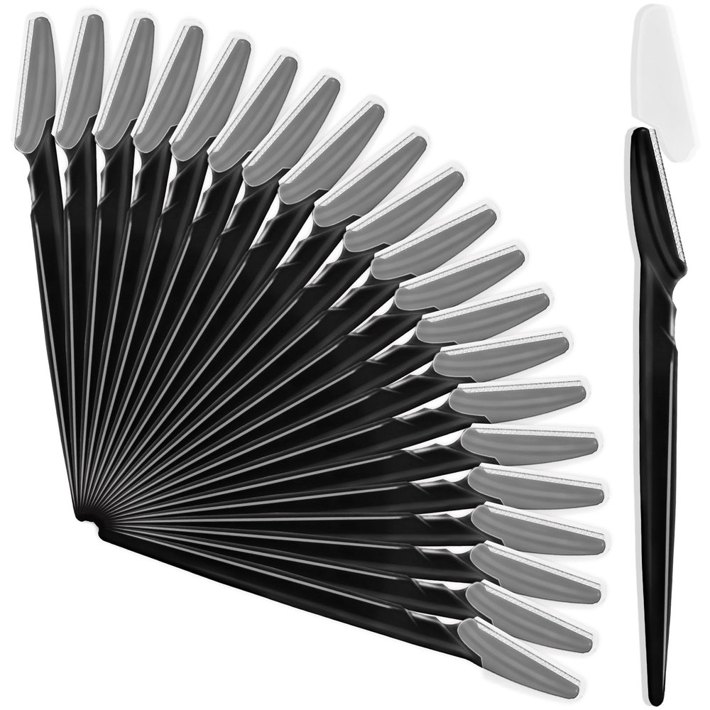 21 Pcs Eyebrow Razors, Face Razors Multipurpose, Exfoliating Dermaplaning Tools, Eyebrow Trimmers Shaver with Protective Cover, Facial Hair Removal for Women Men Body Use (Black)