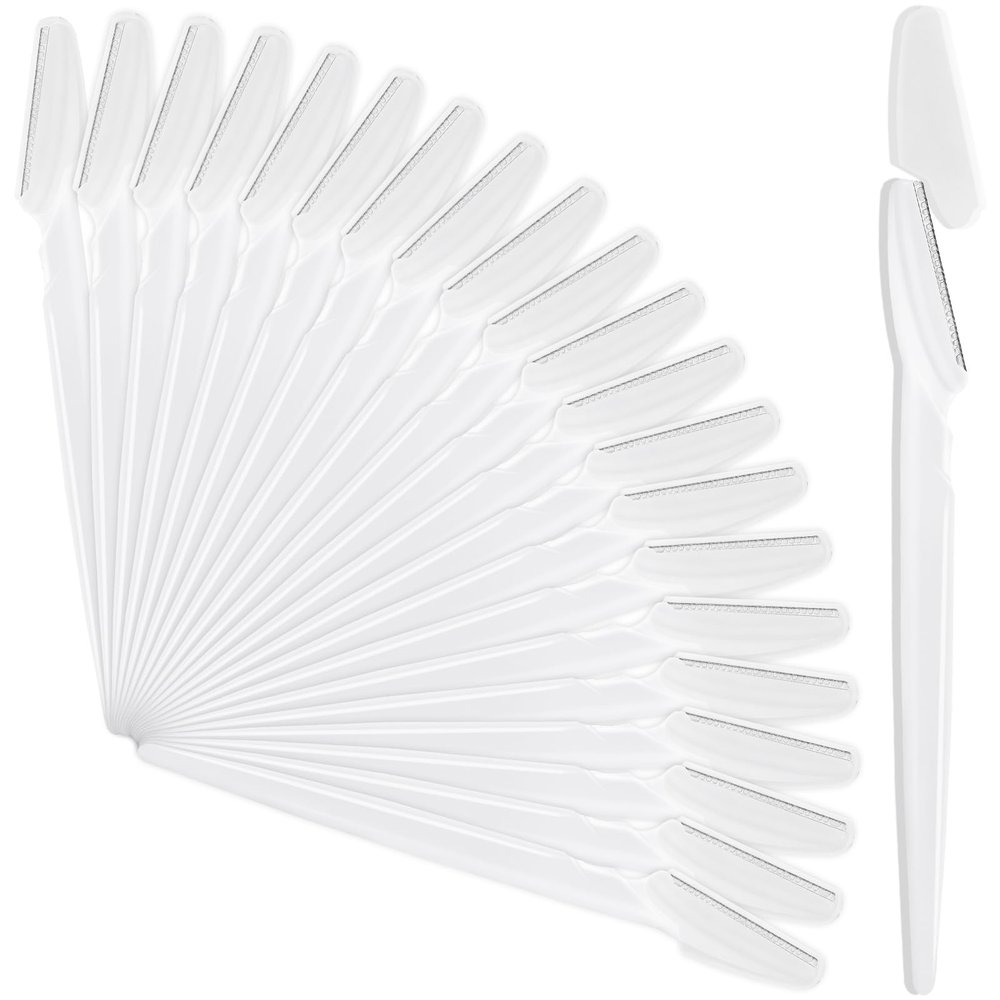 21 Pcs White Eyebrow Razors, Face Razors Multipurpose, Exfoliating Dermaplaning Tools, Eyebrow Trimmers Shaver with Protective Cover, Facial Hair Removal for Women Men Body Use