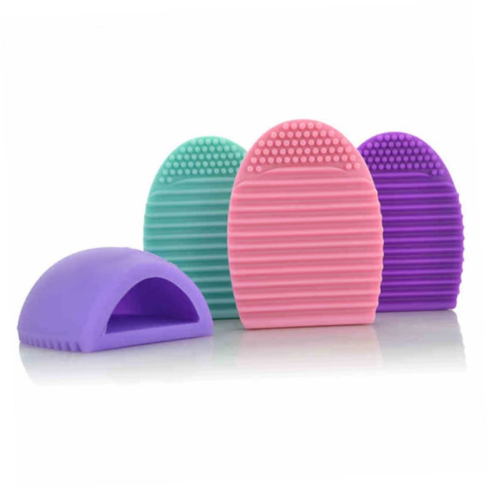 Ipetboom Silicone Makeup Brush Cleaner Egg Eco-friendly and Odorless Design Portable Handheld Tool for Easy Cosmetic Brush Washing for Home Use and Travel Purple