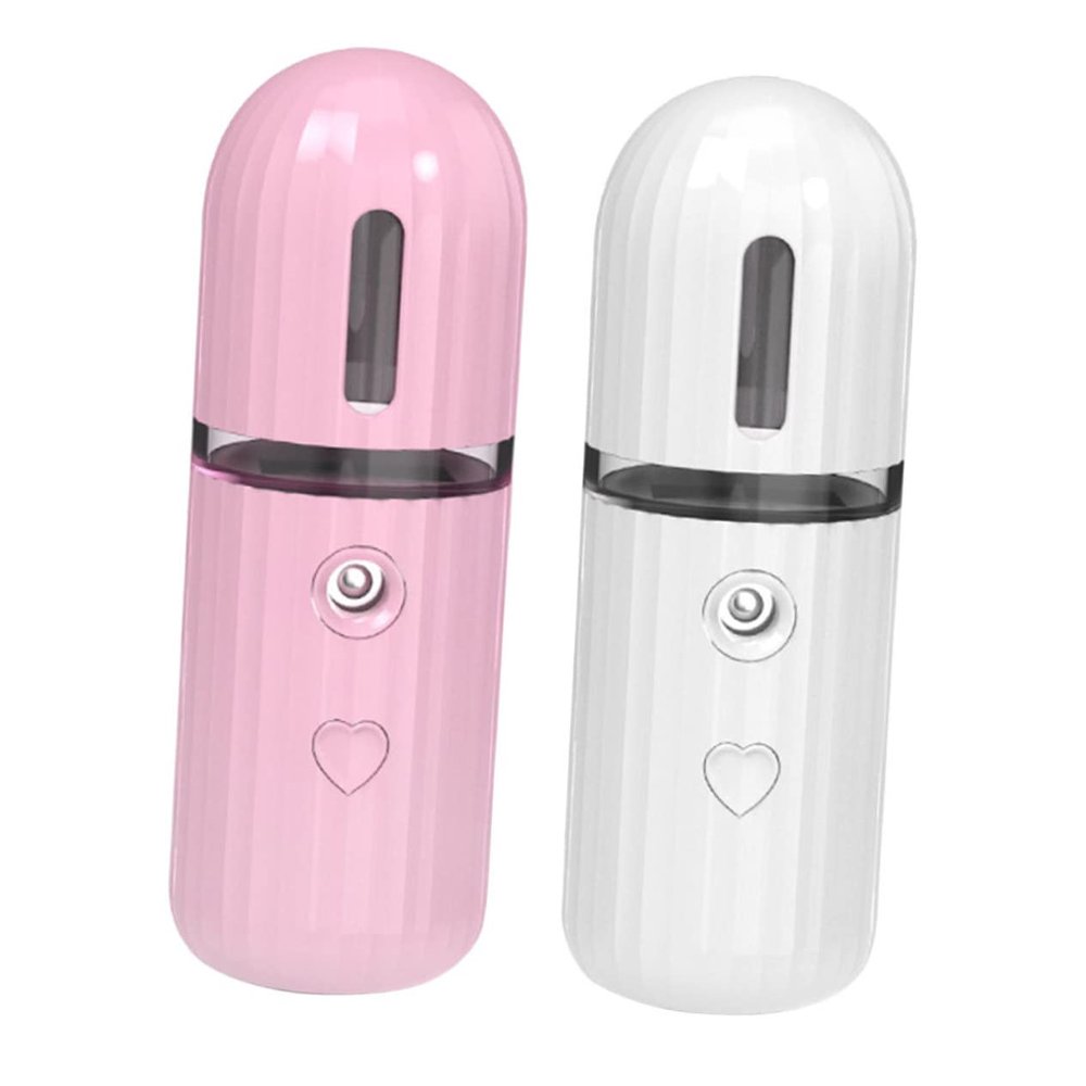 Ipetboom 2pcs Portable Hydrating Mist Sprayer Handy Facial Mister for Deep Moisturizing Lightweight USB Rechargeable Design for Home Travel and Outdoor Pink
