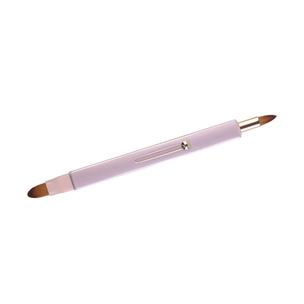 Ipetboom 1pc Retractable Dual-headed Lip Brush for Precise Lip Application Mini Professional Makeup Tool Cover Portable for Daily and Travel Use