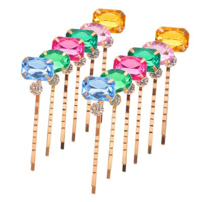 Ipetboom 12pcs Acrylic Rhinestone Hair Clips Girl Hair Accessories for Braids Wedding Decorative