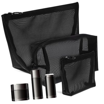 Ipetboom 3pcs Mesh Makeup Bags for Women Breathable Toiletry Organizer for Travel Stylish Cosmetic Pouches for Easy Storage and Organization of Makeup and Toiletries