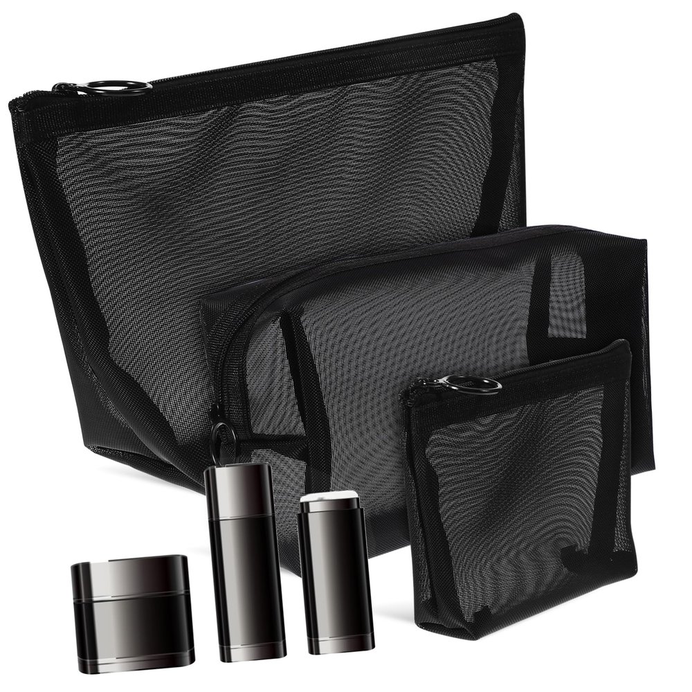 Ipetboom 3pcs Mesh Makeup Bags for Women Breathable Toiletry Organizer for Travel Stylish Cosmetic Pouches for Easy Storage and Organization of Makeup and Toiletries