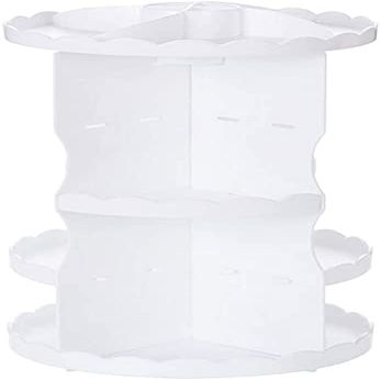 Plastic Makeup Organiser 360 Degree Rotating Adjustable Jewelry and Cosmetic Display Stand 4 Adjustable Levels Make Up Storage Box (Color : Pink) (White)