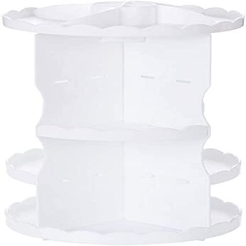 Plastic Makeup Organiser 360 Degree Rotating Adjustable Jewelry and Cosmetic Display Stand 4 Adjustable Levels Make Up Storage Box (Color : Pink) (White)