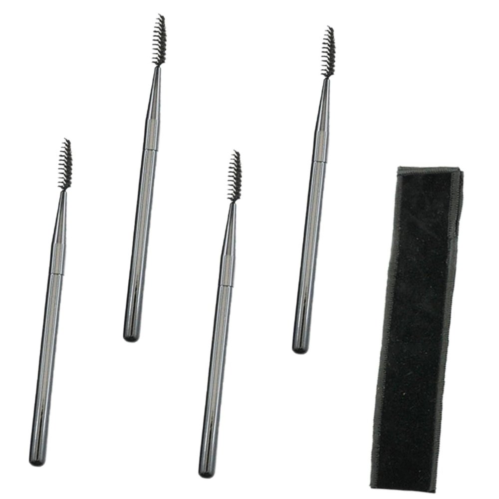 Ipetboom 4pcs Eyelash Lash Combs and Eyebrow Brushes Set with Storage Pouch Professional Spiral Brushes for Eyelash Extensions and Mascara Application Compact and Travel-friendly