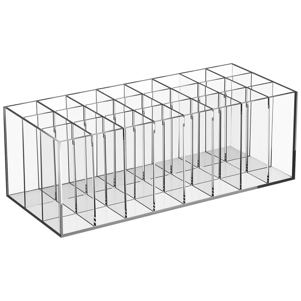24-Slot Acrylic Lipstick Organizer - Transparent Makeup Storage Case for Lip Gloss Brushes and Cosmetics - Stylish Desktop Display Rack