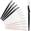 12 Pcs Eyebrow Razors, Face Razors Multipurpose, Exfoliating Dermaplaning Tools, Eyebrow Trimmers Shaver with Protective Cover, Facial Hair Removal for Women Men Body Use, Black, White, Light Pink view 1