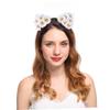 Ipetboom Adorable Cat Ear Flower Hairband for Boy Girl White Sunflower Headband for Cosplay Parties and Daily Use Hair Accessory for Girls view 2