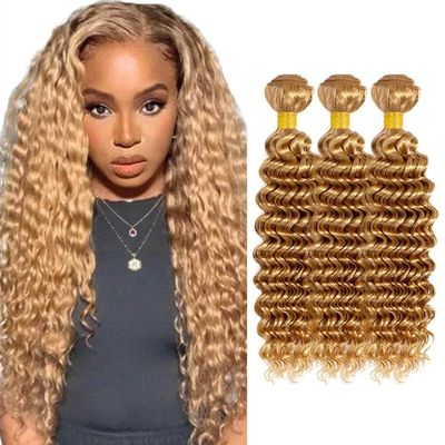 Fabimiya Bundles Human Hair 24 26 28 Inch Deep Wave Brown 27 Color Human Hair Bundles 12A Unprocessed Brazilian Virgin Hair Quick Weave Bundles for Black Women