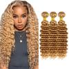 Fabimiya Bundles Human Hair 24 26 28 Inch Deep Wave Brown 27 Color Human Hair Bundles 12A Unprocessed Brazilian Virgin Hair Quick Weave Bundles for Black Women view 1