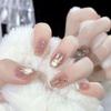 ENZEBAOFU Handmade nail art wearing fake nail patches rabbit nail art detachable pink (Size : XS) view 1