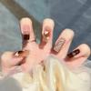 ENZEBAOFU Handmade Nail Wearing False Nail Patch New Magic Mirror French Halo Dye Cute Nail Patch (Size : S) view 2