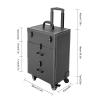 CHALIGHT Professional Rolling Makeup Case Train Case Portable Cosmetic Organizer Trolley Lockable Rolling Make-ups Case Storage Cart Makeup Train Case Cosmetology Case On Wheels (Black|3 trays) view 2