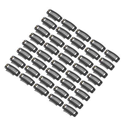 40pcs Hair Extension Wigs Snap Clips Set, Stainless Steel 9 Teeth Snap Comb Clips, Fit for Women Hair Extensions(Black)
