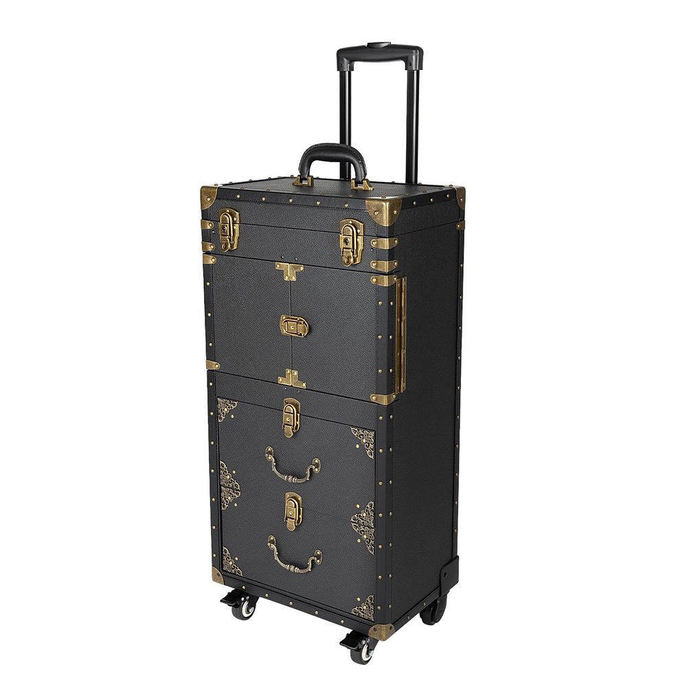 YIYIBYUS Rolling Makeup Case Trolley, Makeup Organizer Salon Trolley Rolling Cart Beauty Drawer Lockable Cabinet Cosmetic Organizer with 4 Wheels for Stylist Nail Technician Salon